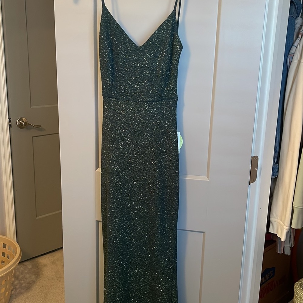 dark green sparkly prom dress